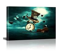 Clock Violin Butterfly Hat Salvador Dali Surrealism Creative Retro Canvas Painting Posters Prints Wall Art Pictures Home Decor 80X120cm(31x47in) Inner Framed Artwork for Wall