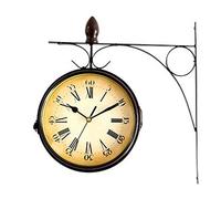 Clock Wall Clock Bracket Clocks, Outdoor Garden Double Sided Clock, Silent Non Ticking, Vintage Retro Ornament Indoor/Outdoor Mute Grand Central Station Wall Clock