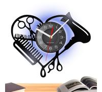 Clock Wall Decor - Hair Stylist Gift, Barber Shop Decor | Comb Pattern Display, Silent Clock Scissors, Modern Wall Art, Creative Barbershop Decoration Studio Beauty Business Use