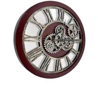Clock Wall Kitchen Wall Clock A Beautiful Mobile Gear, an Artificial Clock, is Suitable for Living Room, Office and Home Decoration(Walunt Wood and Bronze)