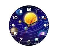 Clock Wall Kitchen Wall Clock Classic Round, Silent and Ticking, Battery Powered, Suitable for Bathroom, Bedroom, Living Room and Office, 10"(Solar System Planet)