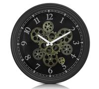 Clock Wall Kitchen Wall Clock Mid-Century Minimalist Modern with Movable Gears, Suitable for Living Room Office Decoration, Housewarming Gift(Matt Black)