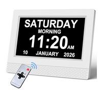 Clock with Day and Date for Elderly, 7" Display Digital Calendar Day Clock with 21 Custom Alarms and Medicine Reminders, 17 Display Modes, Dimmable Dementia Alzheimers Clocks for Seniors