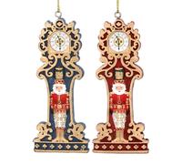 Clock with Nutcracker Christmas Bauble | Resin Christmas Tree Ornament - 9cm