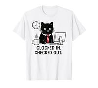 Clocked In. Mentally Gone. Even the Cat Hates Meetings T-Shirt