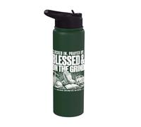 Clocked in Prayed Up Blessed On The Grind Faith Work Stainless Steel Insulated Water Bottle
