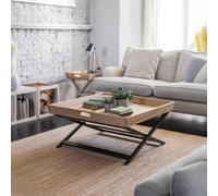 Clockhouse Butlers Coffee Table Square Carbon and Natural Oak