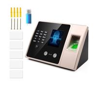 Clocking in Machine, 4 in 1 Employee Time Clock with Facial Recognition, Fingerprint, Password and ID Card, No Network Required, Fingerprint Time Clock with 5 Card Swipes, USB Flash Drive for Business