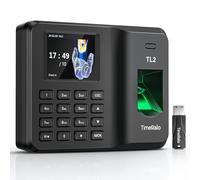 Clocking in Machine for Small Business with USB Data Transfer, Biometric Time Clock for Employees, Fingerprint & PIN Standalone Punch Machine, No WiFi/Software/Monthly Fees
