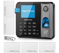 Clocking in Machine - Standalone Card Scanner Attendance Machine with 15 RFID Cards, H1 Fingerprint Time Clocks for Employees Small Business Automatic Calculate Hours(0 Monthly Fees)