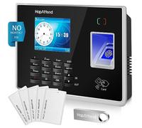 Clocking in Machine - Standalone Card Scanner Attendance Machine with 15 RFID Cards, H2 Fingerprint Time Clocks for Employees Small Business Automatic Calculate Hours(0 Monthly Fees)