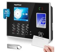 Clocking in Machine - Standalone Card Scanner Attendance Machine with 15 RFID Cards, H2 Fingerprint Time Clocks for Employees Small Business Automatic Calculate Hours(0 Monthly Fees)