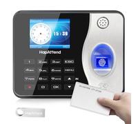 Clocking in Machine - Standalone Card Scanner Attendance Machine with 15 RFID Cards, H3 Fingerprint Time Clocks for Employees Small Business Automatic Calculate Hours(0 Monthly Fees)
