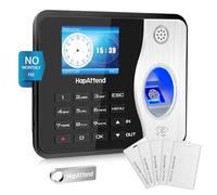 Clocking in Machine - Standalone Card Scanner Attendance Machine with 15 RFID Cards, H3 Fingerprint Time Clocks for Employees Small Business Automatic Calculate Hours(0 Monthly Fees)