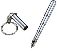Clockjuan 1Pc Silver Retractable Mini Pen Made of Stainless Steel Retractable Pocket Pen Keychain Gadgets, Gift for Birthday, Christmas