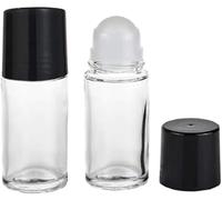 Clockjuan 2 Pcs 30ML Clear Empty Glass Essential Oil Roller Bottles Vials Containers Refillable Roll-on Bottles Refillable Cosmetic Containers Roller Balls for Essential Oils