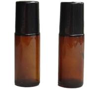 Clockjuan 2 Pcs Brown Glass Essential Oil Roller Refillable Roll on Bottles Empty Deodorant Bottle Containers Rollerball for Fragrance Roller Refillable Containers Accessories (50ml)