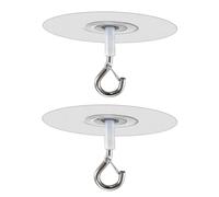 Clockjuan 2Pcs Adhesive Ceiling Hook - Weight-Bearing Stick-On Ceiling Hook, Sticky | Drill Free Hanging Hook with Safety Clasp, Water Resistant for Plants Chimes Storage