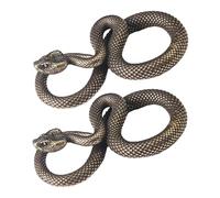 Clockjuan 2Pcs Bronze Snake Figurine Decor High Simulation Fantasy Brass Vintage Style Snake Statue for Office Sculpture for Desktop, Bronze,Men's Pendants,Men