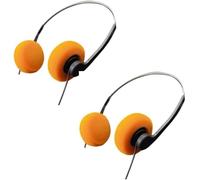 Clockjuan 2Pcs Retro On Ear Headphones, Wired Stereo Headphones, Lightweight Portable Headphone with Adjustable Headband, Cassette Player Accessories (Orange)