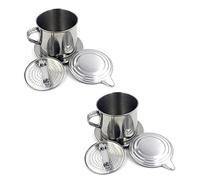 Clockjuan 2Pcs Silver Vietnamese Coffee Filter Stainless Steel Pot Drip Infuse Cup Brewing Teapot No Need Paper Drip Coffee Pot Machine Filter for Home Kitchen Office Outdoor