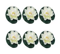 Clockjuan 6Pcs White Artificial Floating Foam Lotus Flowers with Water Lily Pad Ornaments,Perfect for Patio Koi Pond Pool Aquarium Home Garden Wedding Party Holiday Decoration Water Gardens and Ponds