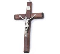 Clockjuan Brown Wooden Cross Hanging Religious Worship Symbol For Home Decoration Wooden Catholic Crucifix Orament, Decorative Items Accessories