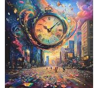 Clocks Paint by Numbers for Children Fantasy Paint by Number Canvas 90X90CM, DIY Acrylic Oil Paintngs Adults Beginners Art Craft Kits with 3 Brushes and Acrylic Pigment, Home Decor, Gifts for Women