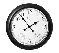 Clockswise 24-inch Large Outdoor Wall Clock Thermometer Combo, Waterproof Hygrometer Silent Battery Operated Clocks Decorative Farmhouse Decor Weatherproof Timepiece Garden Weather Master Station