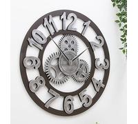 ClockUniverse 57cm Large Wall Clock - Striking Black and Silver Modern Design, Silent Non-Ticking Open Face Round Clock for Living Room, Kitchen, Office or Bar