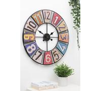 ClockUniverse, Vintage Wall Clock - 60cm, large colourful wall clock Silent Non-Ticking Metal Decorative Round Clock for Living Room, Bedroom, Kitchen