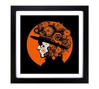 Clockwork Orange Abstract Art Framed Print | 18x18 Inch Black Framed Wall Art | Ready to Hang | Abstract Fantasy Picture | Living Room Bedroom Lounge Office
