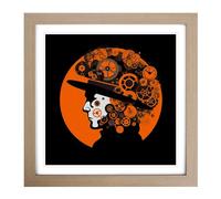 Clockwork Orange Abstract Art Framed Print | 18x18 Inch Oak Framed Wall Art | Ready to Hang | Abstract Fantasy Picture | Living Room Bedroom Lounge Office