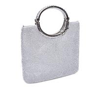 CLOCOLOR Womens Crystal Rhinestone Evening Bags Wedding Clutch Purse with Bow Frame Silver Size: not too big nor too small,can fit my make up kit