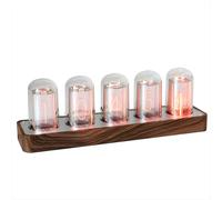 ClocTeck Nixie Tube Clock Wooden Digital Clock for Bedroom,Easy Alarm Settings and 12/24h Display - A Retro Gift to Decorate Your Desk and Bedroom