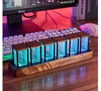 ClocTeck Nixie Tube Clock Wooden Digital Clock for Bedroom,Easy Alarm Settings and 12/24h Display - A Retro Gift to Decorate Your Desk and Bedroom