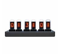 ClocTeck Nixie Tube Clock Wooden Digital Clock for Bedroom,Easy Alarm Settings and 12/24h Display - A Retro Gift to Decorate Your Desk and Bedroom