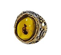 Clode Rings for Men, Vintage Large Oval Natural Stone Rings Mens Vintage Inlaid Yellow Red Zircon Ant Rings Womens Wedding Rings Valentine's Day Jewelry Gifts Yellow_Size:8