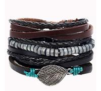 ClodeEU 4Pcs Punk Multilayer Leather Bracelet Men's Women Wristband Bangle Jewelry Set Gifts for Women Girls Mother Mum Jewellery,Multicolor,One Size