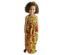 ClodeEU Baby Girls Dress Toddler 15Y Traditional Sleeveless Princess Dress African Headband Dashiki Strap Ankara Backless Dresses Dresses Princess Dresses Kids Birthday Party Outfit Orange