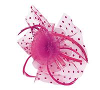 ClodeEU Fascinators Hat Mesh Ribbons Feathers Flower Cocktail Tea Party Headwear Feather Top for Women Girls Hair Accessories Wedding Holiday Vocation Dress Up, Hot Pink, One Size