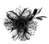 ClodeEU Feather Fascinator Pillbox Hat Headpieces Women Flower Mesh Ribbons Feathers Headband Cocktail Tea Party Hat Headwear, Black_a013, One Size