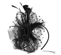 ClodeEU Flower Cocktail Tea Party Headwear Feather Fascinators Derby Hat Flapper Great Gatsby Headband Pearl Charleston Party Bridal Headpiece YP, Black_a001, One Size