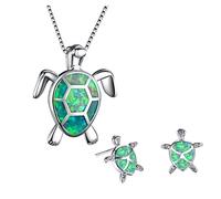 ClodeEU Jewellery Set for Women, Tortoise Multicolor Set Pendant Stud Clavicle Chain Ladies Turtle Jewelry Set Elegant Jewelry Gifts Accessory Green, One Size