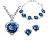ClodeEU Jewellery Set for Women, Women Crystal Jewelry Simple Heart Necklace Earrings Bracelet Three-Piece Set for Women Men Couple, One Size