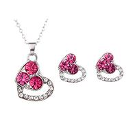 ClodeEU Jewelry Set for Women Girls, Women's Earrings Necklace Set Colorful Full Diamond Love Heart Shaped Female Pendant Necklace Earrings Jewelry for Women Men Couple, One Size