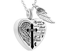 ClodeEU Ladies Necklace Cremation Jewelry For Ashes -No Longer By My Side Forever In My Heart Urn Pendant Necklace For Ashes Grandma Grandpa Mom Dad Papa Nana Sister … Summer Cocktail Party Jewelry