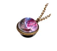 ClodeEU Necklaces for Women Glow in The Dark Galaxy System Double Sided Glass Dome Planet Necklace Pendant Fashion Jewellery Gifts for Women Girls, One Size