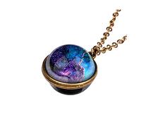 ClodeEU Necklaces for Women Glow in The Dark Galaxy System Double Sided Glass Dome Planet Necklace Pendant Fashion Jewellery Gifts for Women Girls, One Size
