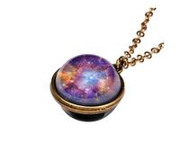 ClodeEU Necklaces for Women Glow in The Dark Galaxy System Double Sided Glass Dome Planet Necklace Pendant Fashion Jewellery Gifts for Women Girls, One Size